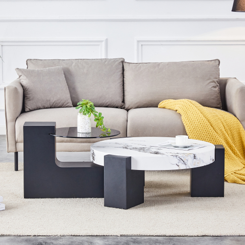 Modular L-Leg Round Coffee Table