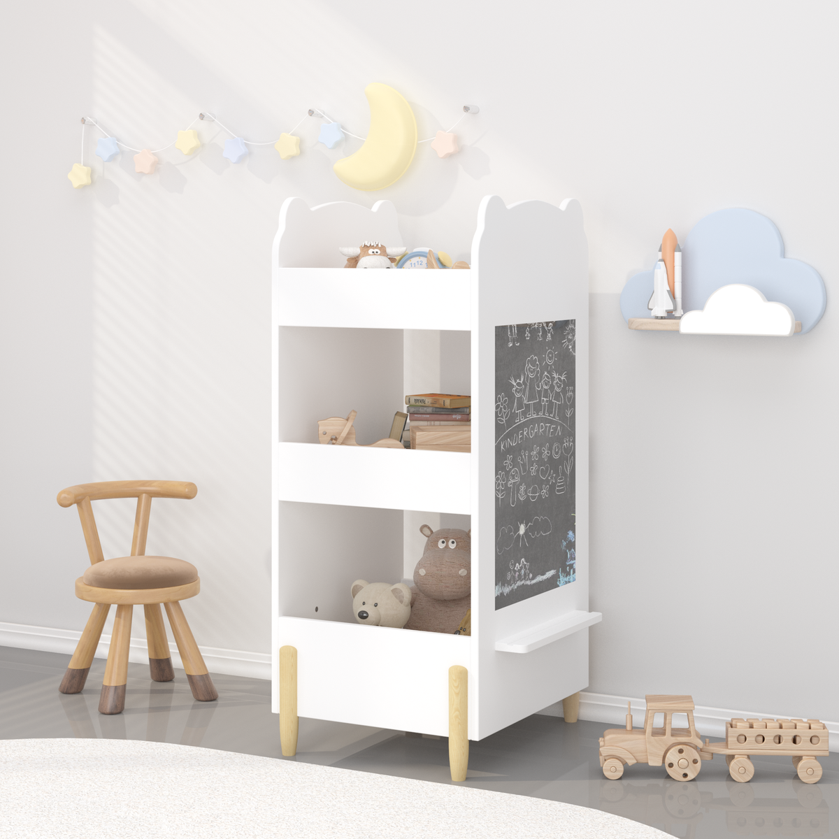 Bear-Ear Chalkboard Bookcase