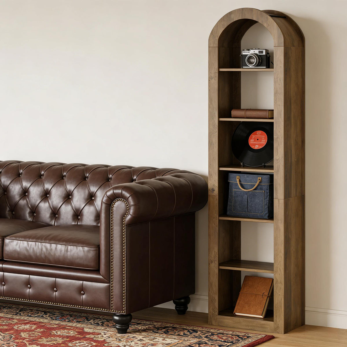 Brown Arched Bookcase