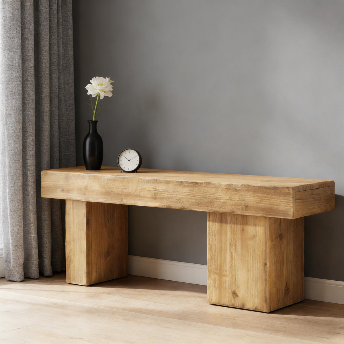 Natural Block-Leg Bench