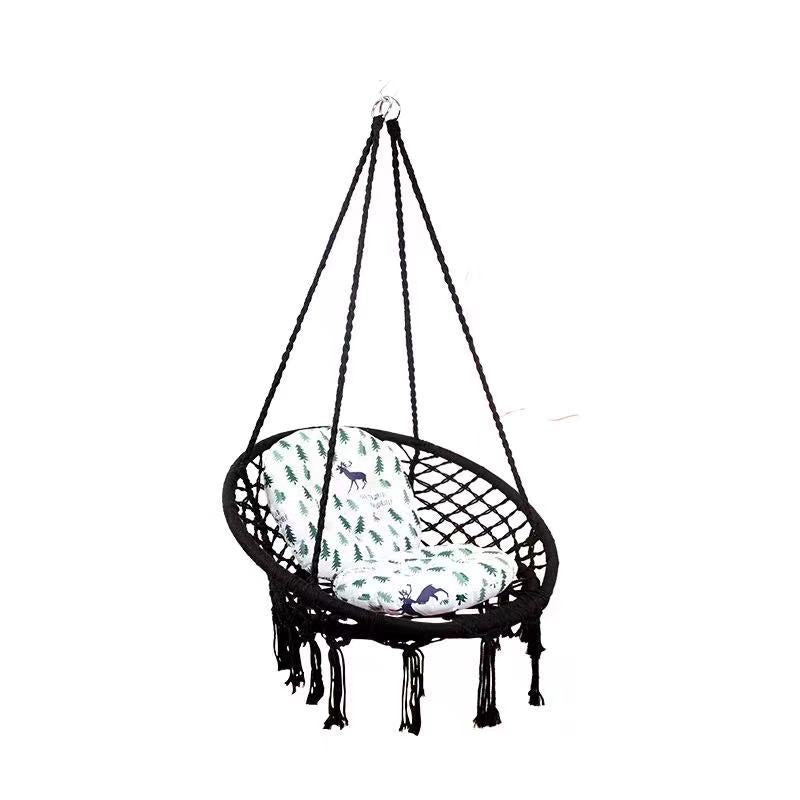 Black Fringed Hanging Chair