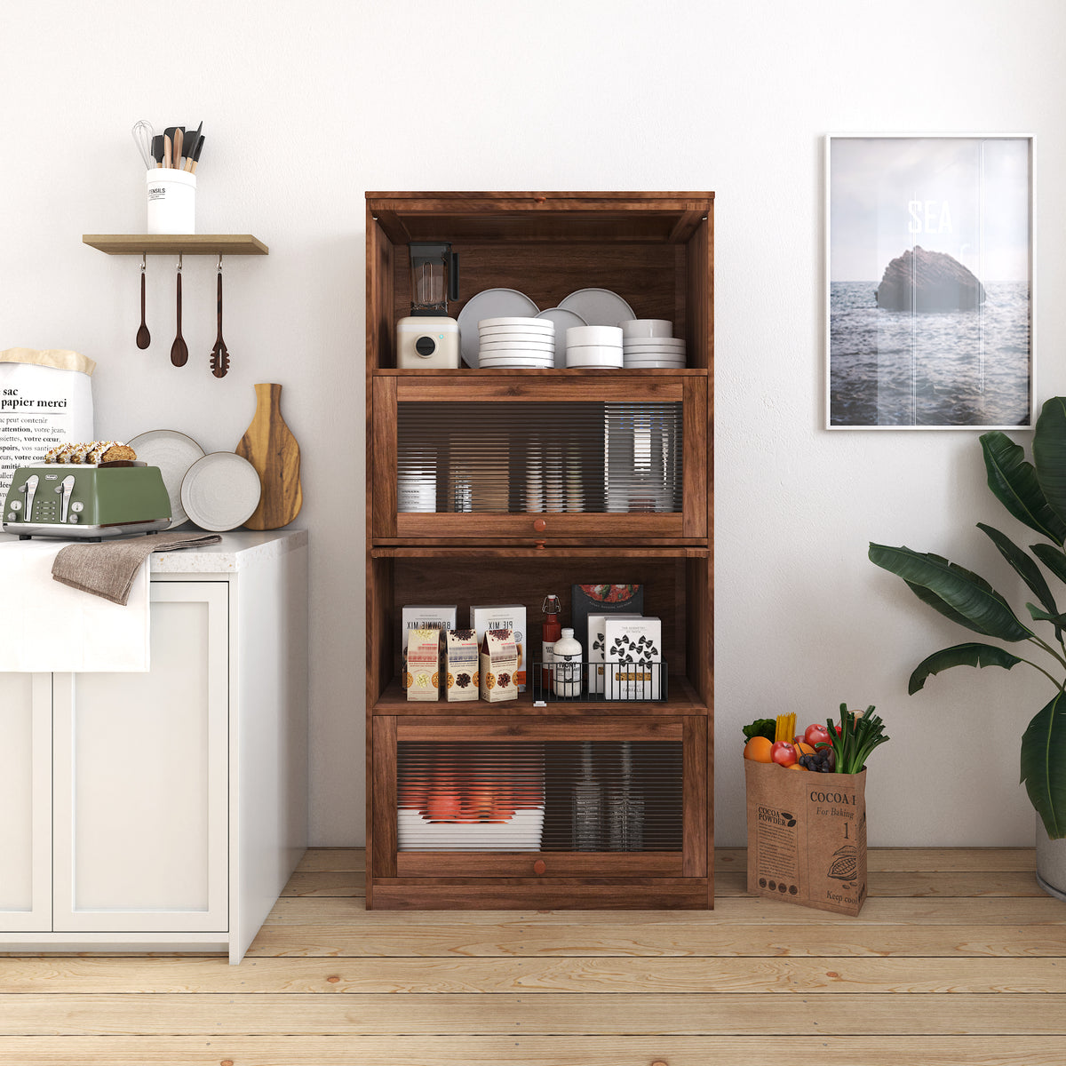 Walnut Flip-Front Bookcase