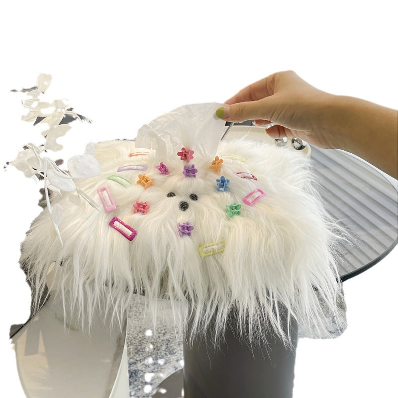 White Long-Haired Dog Tissue Cover