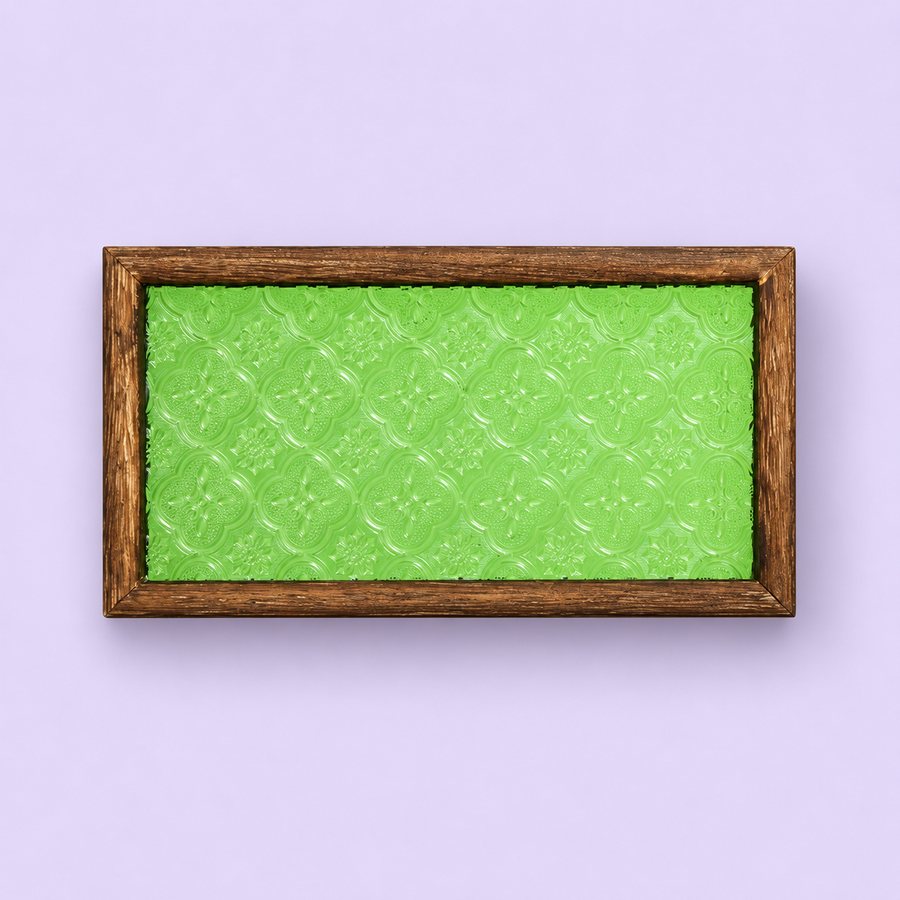 Green Wood-and-Glass Tray