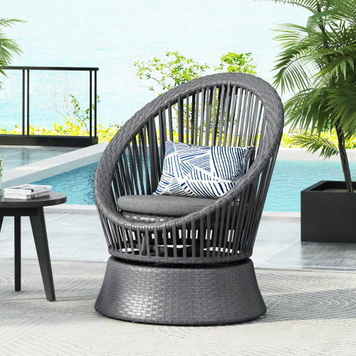 Gray Basket-Pedestal Lounge Chair