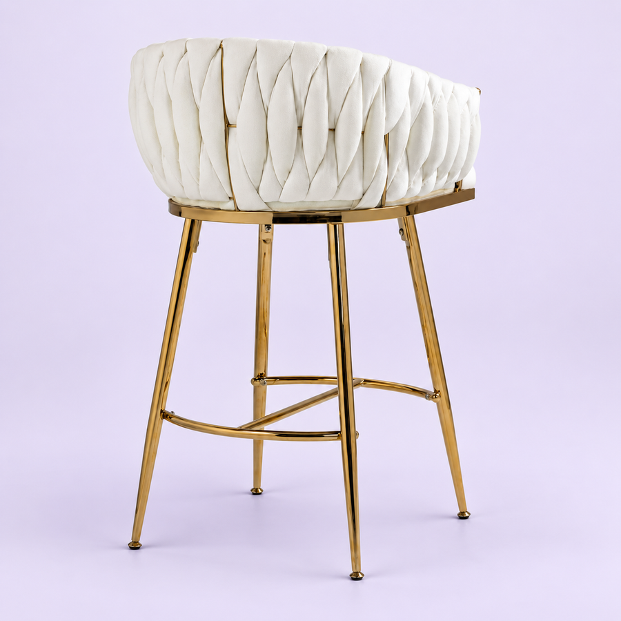 Beige Wave-Back Counter Seating