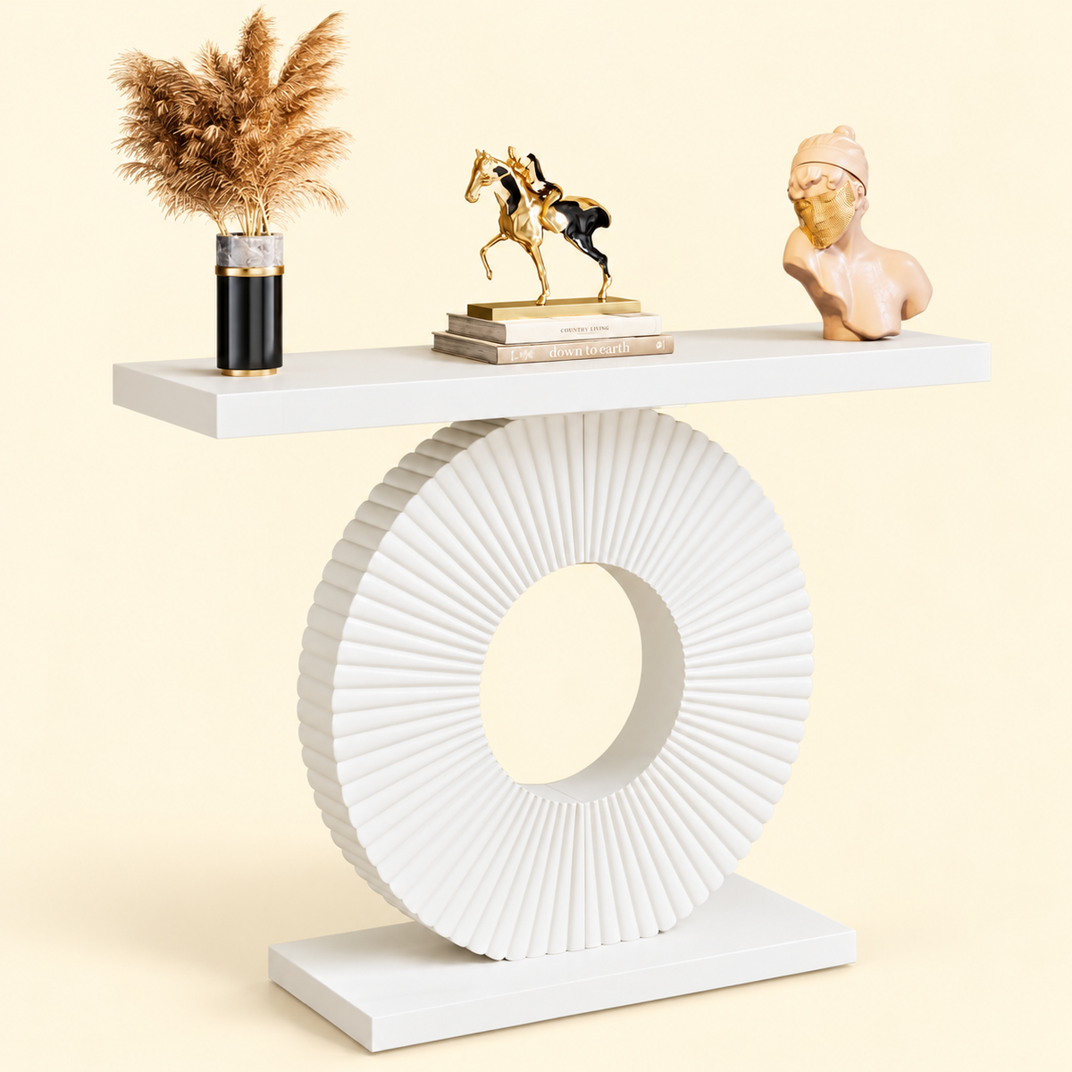 White Ring-Pedestal Console