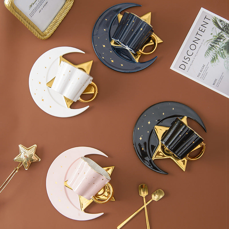 Mixed-Colour Moon-Saucer Cup Set