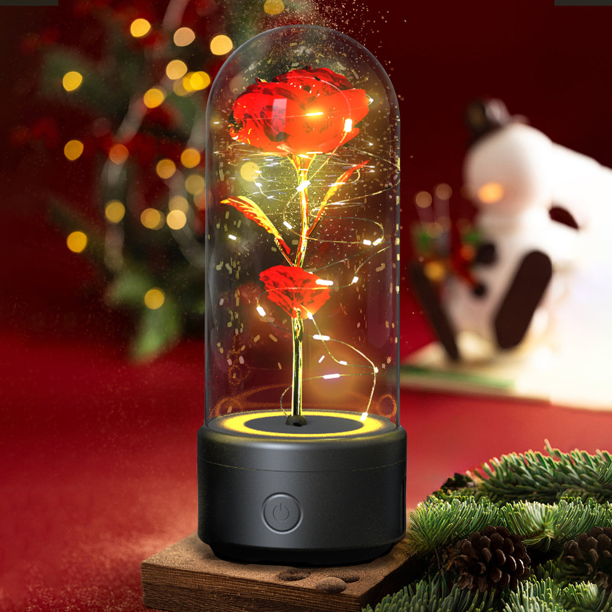 Red Rose Cloche Accent Light