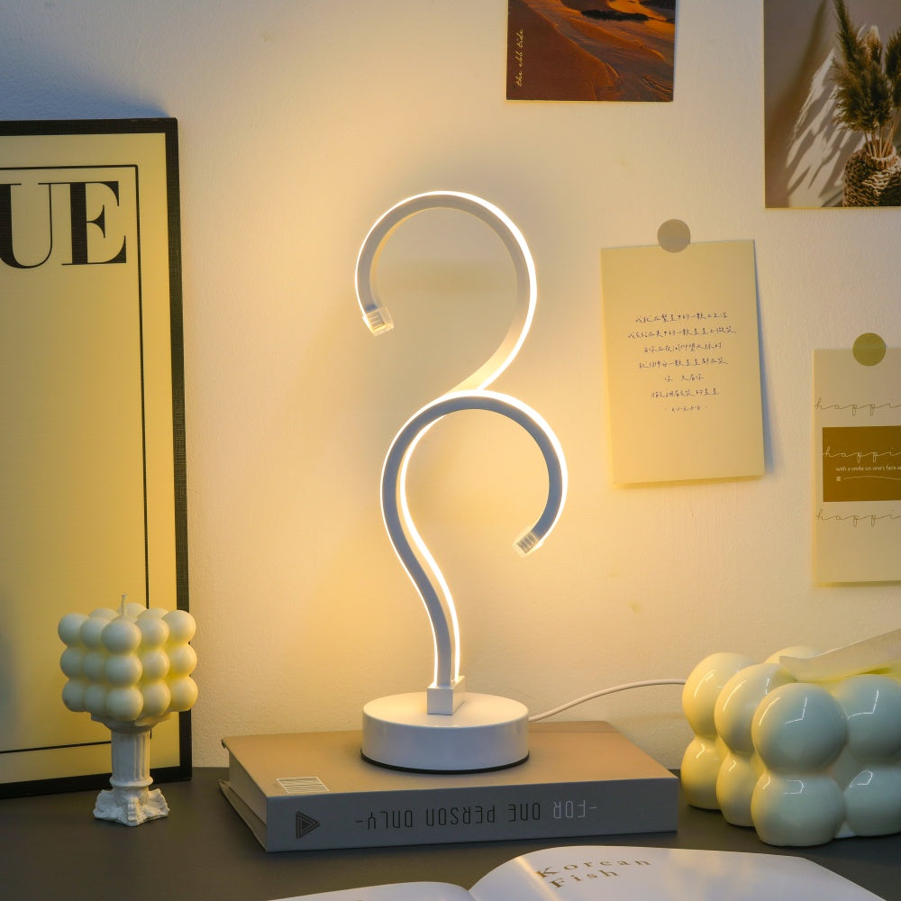 White Double-Curve Table Lamp
