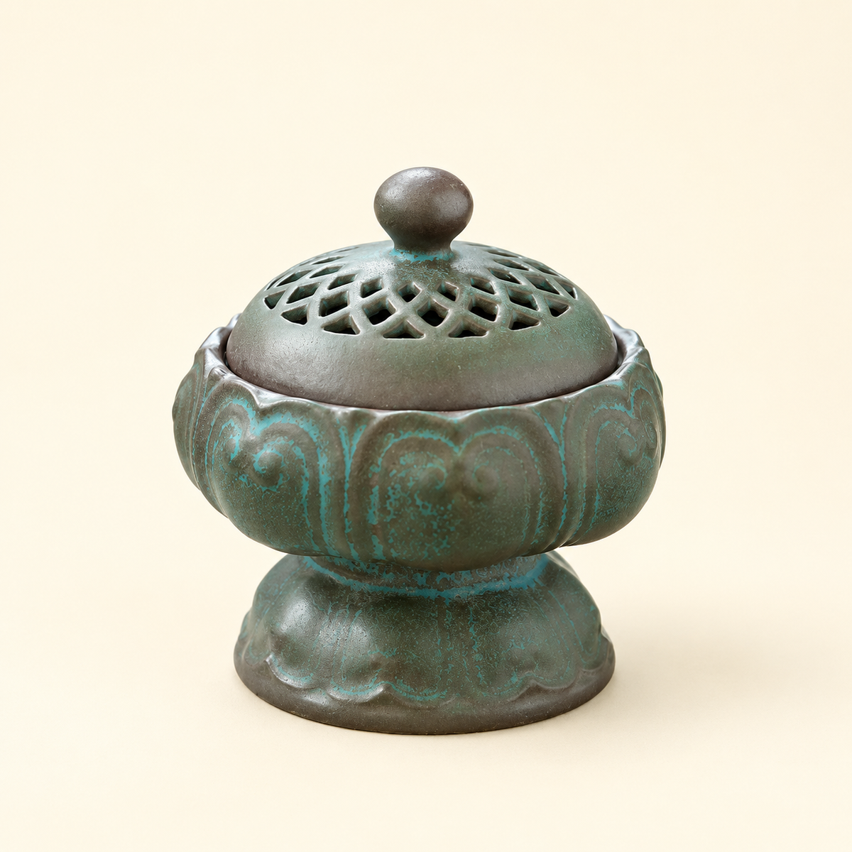 Green Ceramic Incense Vessel