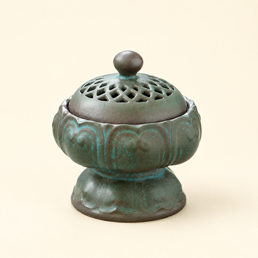 Green Ceramic Incense Vessel