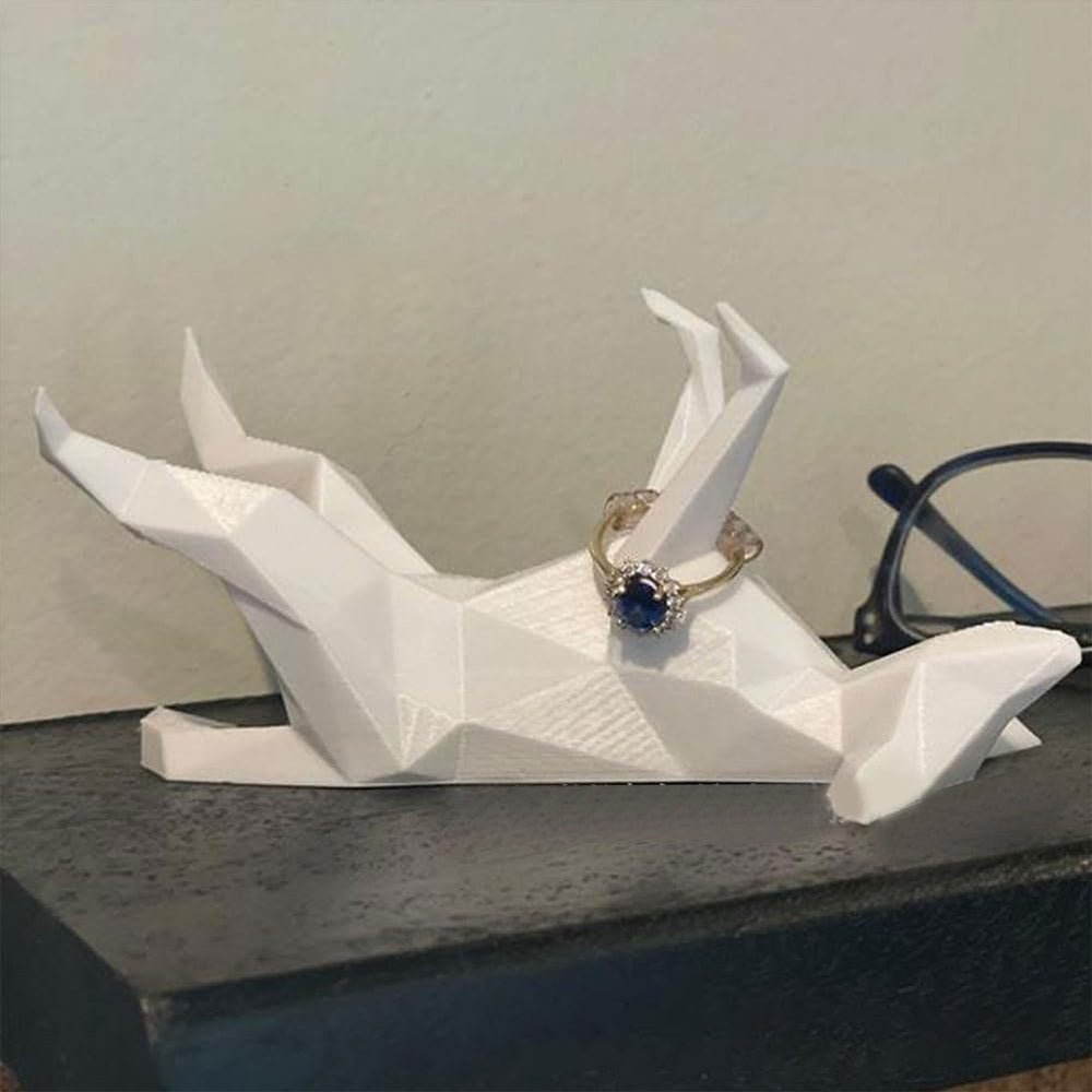 White Dog Ring Dish