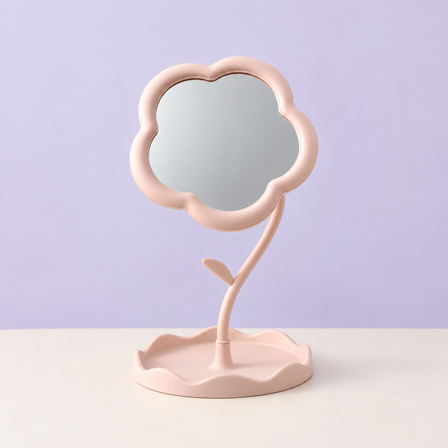 Pink Flower Tabletop Mirror