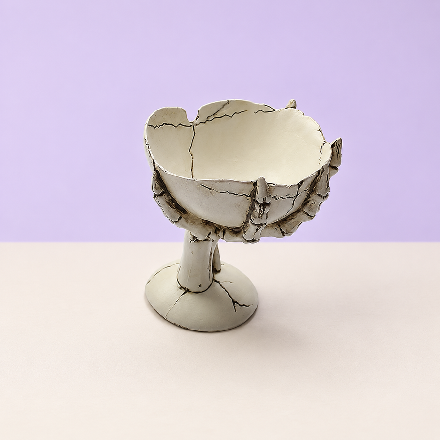 Skull-Hand Pedestal Vessel