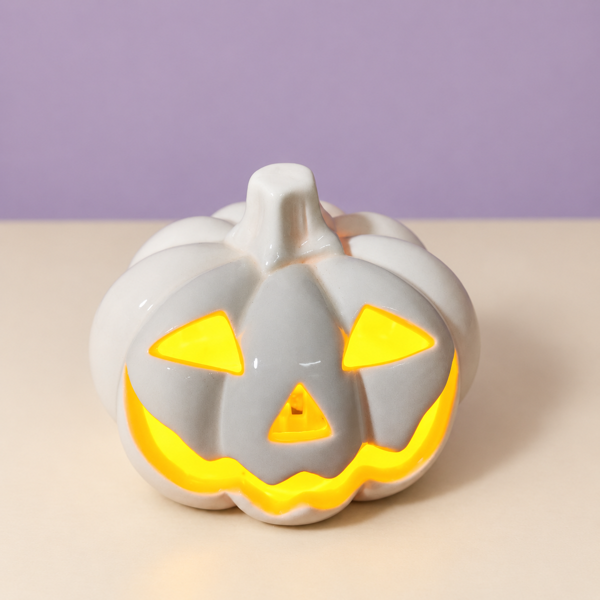 White Ceramic Jack-o-Lantern