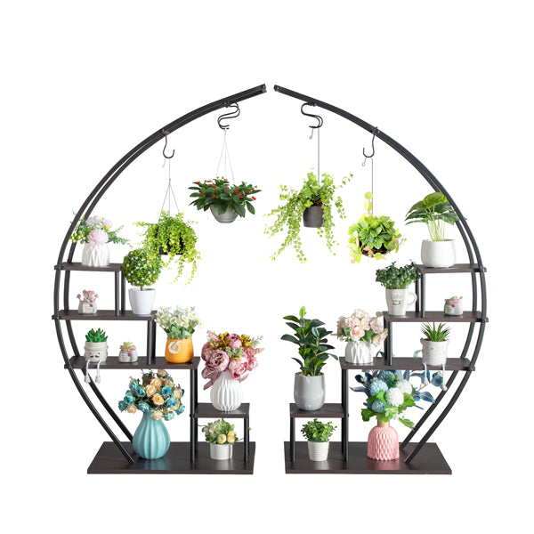 Black Semicircle Plant Stand Set