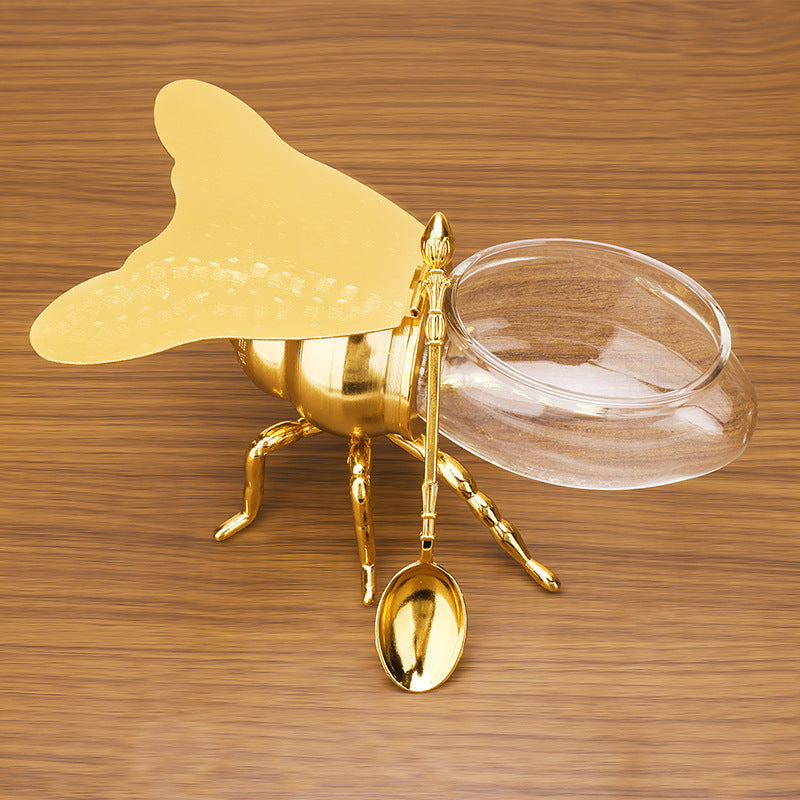 Gold-Tone Bee Bowl with Wing Lid