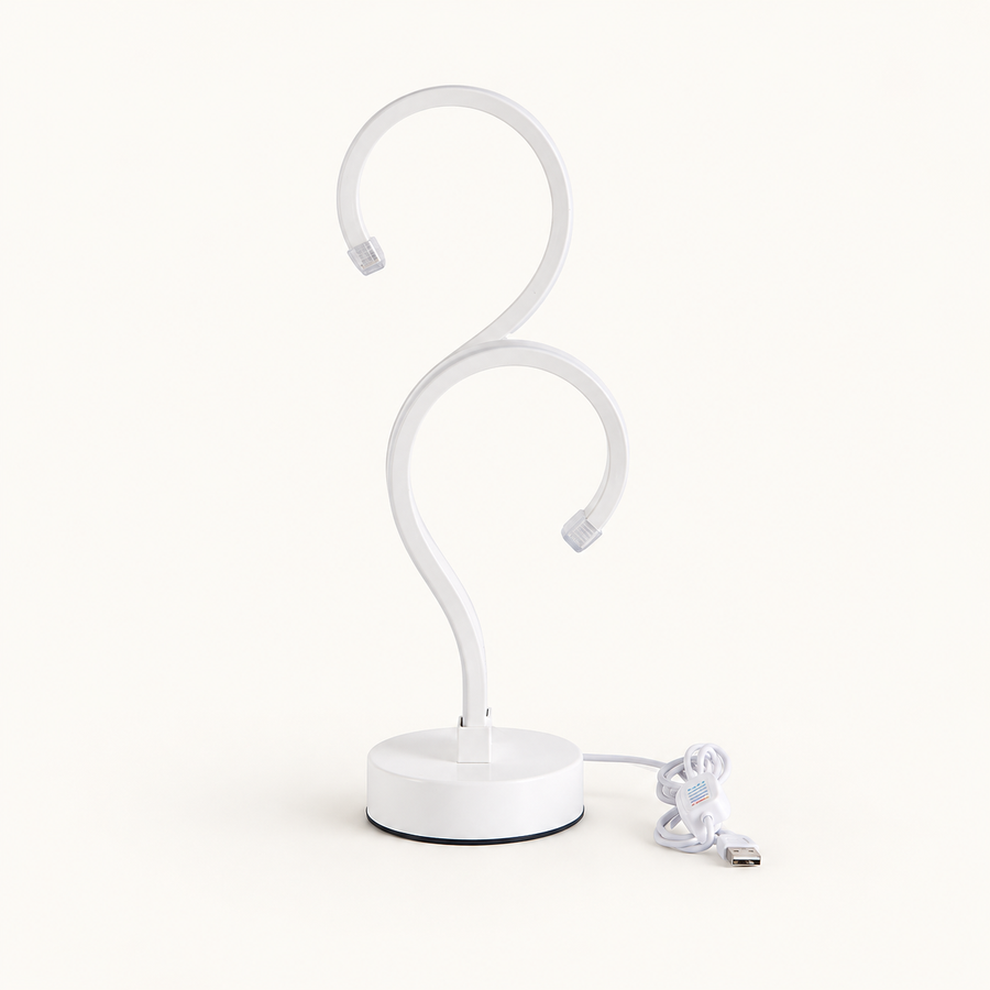 White Double-Curve Table Lamp