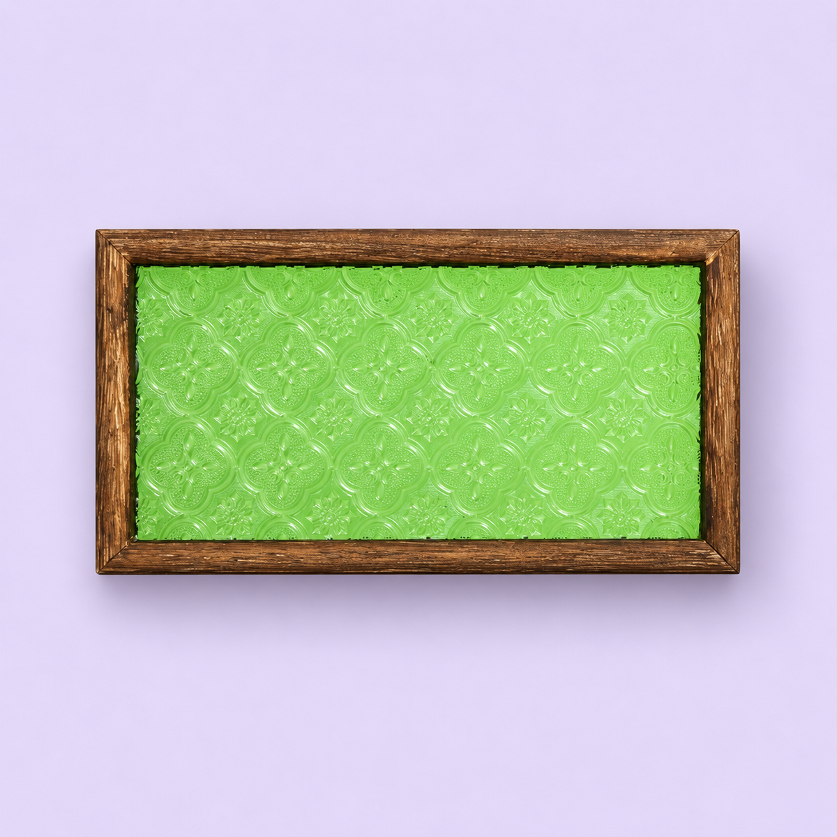 Green Wood-and-Glass Tray
