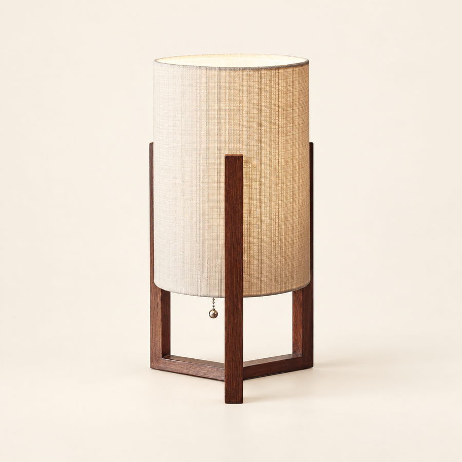 Wood-Frame Cylinder Table Lamp