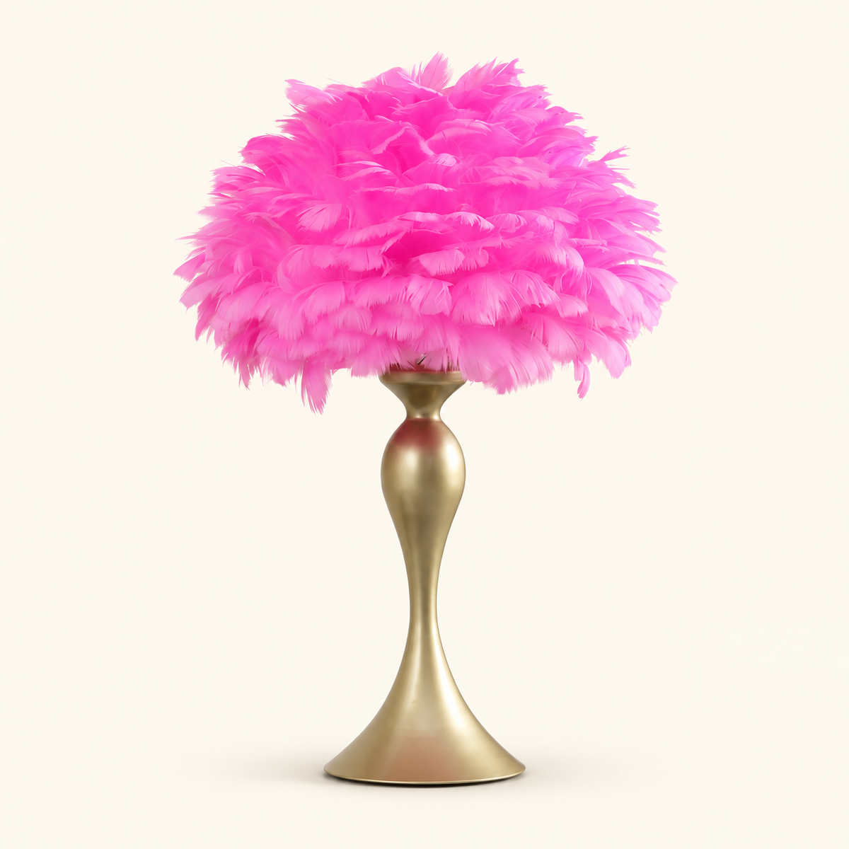 Hot-Pink Feather-Style Table Lamp